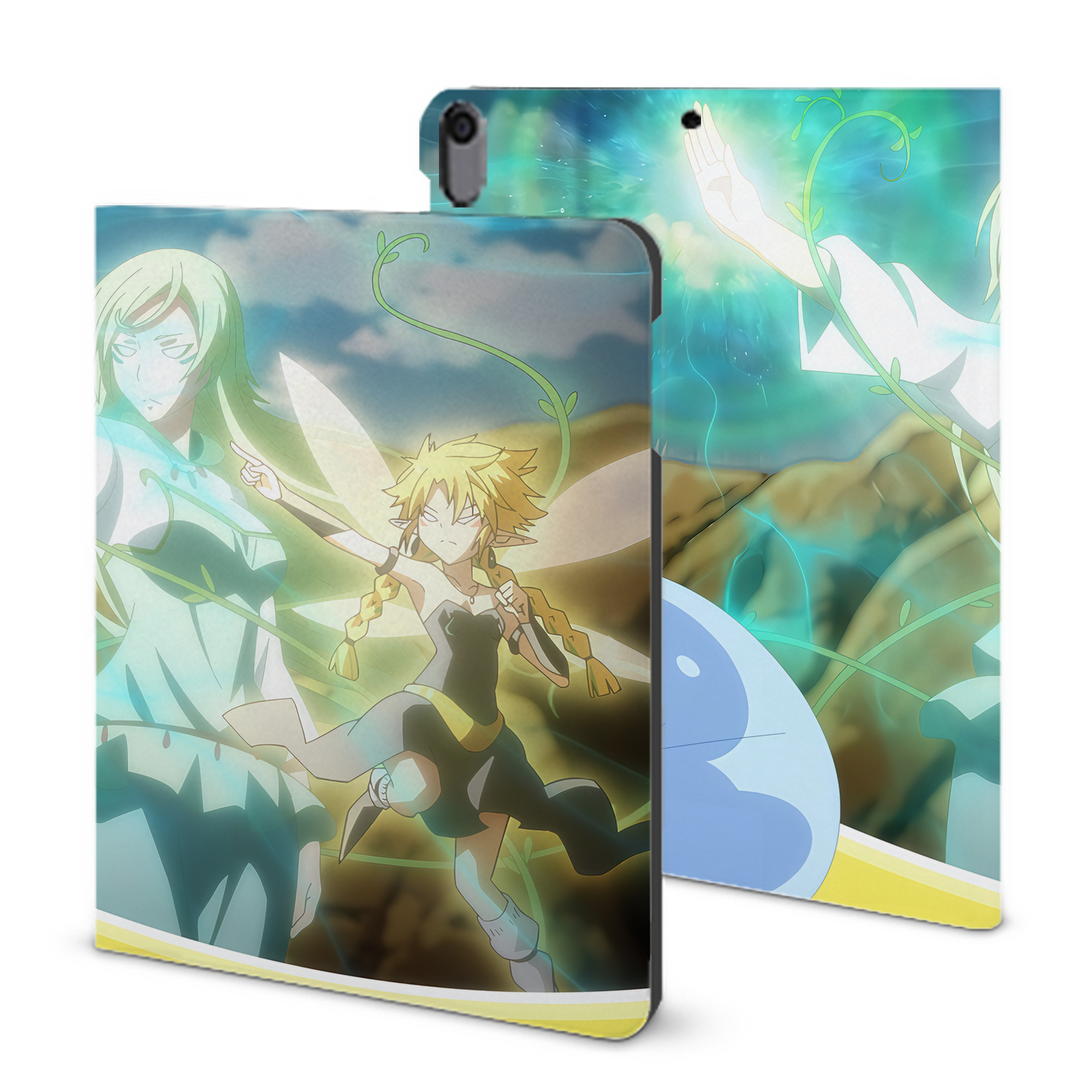 （画像用） 転スラ Regarding Reincarnated to Slime IPad ケース ブック型 PUレザー TPU 耐衝撃 軽量 薄型 ペン収納なし 全面保護 IPad 各モデル対応
